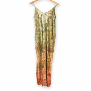 ZENANA Soft Boho Tie Dye Tank Maxi Dress Pockets Adjustable Straps Size Small